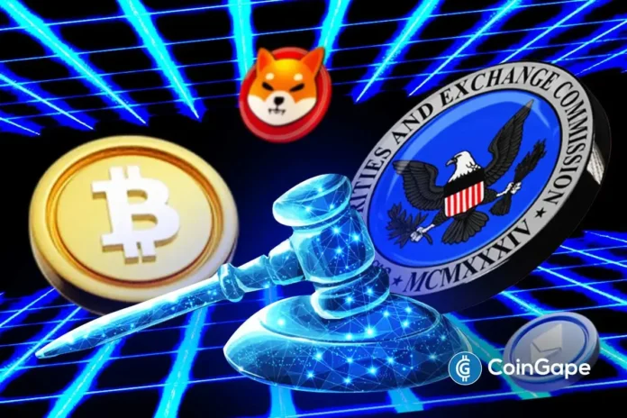 An image of the SEC's logo and crypto assets