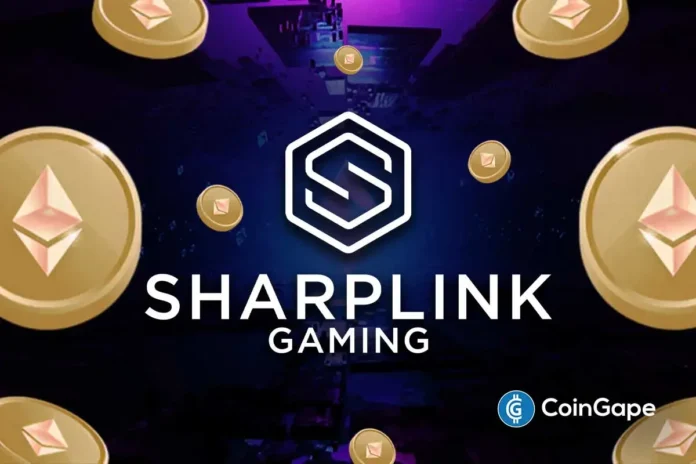 SharpLinks-Ethereum-Treasury-to-Surpass-2-Billion.webp.webp SharpLink Gaming logo surrounded by Ethereum coins symbolizing major $78M ETH withdrawal.